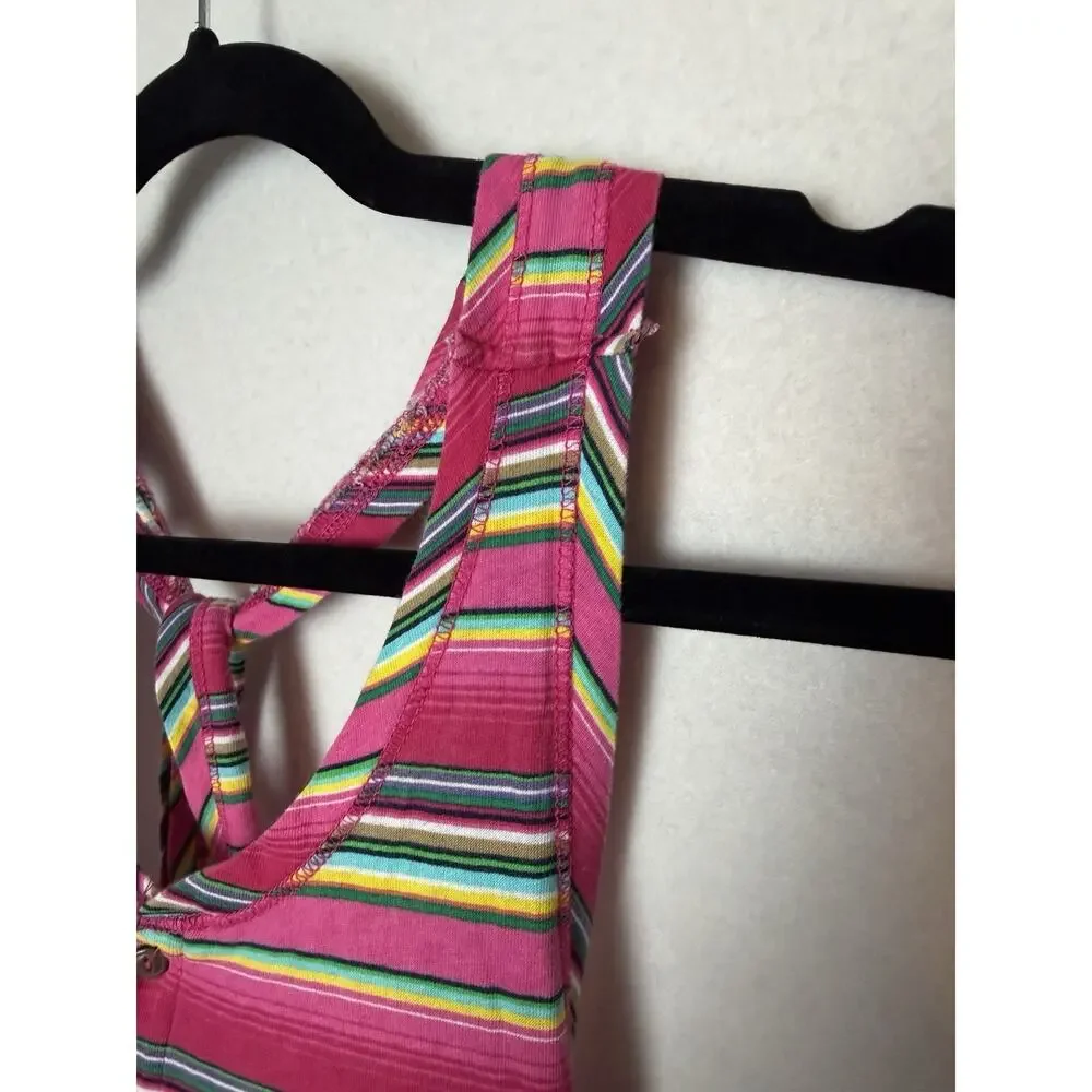 Ralph Lauren Girls Tank Maxi-Dress Pink Striped Size XL (16) Lightweight Cotton